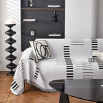 Reversible Chenille Couch Cover Blanket with Tassel Large Boho Futon Cover L Shaped Sectional Cover