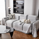 Reversible Chenille Couch Cover Blanket with Tassel Large Boho Futon Cover L Shaped Sectional Cover