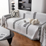 Reversible Chenille Couch Cover Blanket with Tassel Large Boho Futon Cover L Shaped Sectional Cover