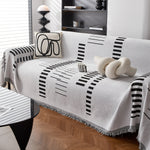 Reversible Chenille Couch Cover Blanket with Tassel Large Boho Futon Cover L Shaped Sectional Cover