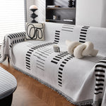 Reversible Chenille Couch Cover Blanket with Tassel Large Boho Futon Cover L Shaped Sectional Cover