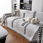 Reversible Chenille Couch Cover Blanket with Tassel Large Boho Futon Cover L Shaped Sectional Cover