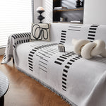 Reversible Chenille Couch Cover Blanket with Tassel Large Boho Futon Cover L Shaped Sectional Cover