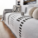 Reversible Chenille Couch Cover Blanket with Tassel Large Boho Futon Cover L Shaped Sectional Cover