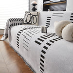 Reversible Chenille Couch Cover Blanket with Tassel Large Boho Futon Cover L Shaped Sectional Cover