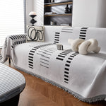 Reversible Chenille Couch Cover Blanket with Tassel Large Boho Futon Cover L Shaped Sectional Cover