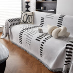 Reversible Chenille Couch Cover Blanket with Tassel Large Boho Futon Cover L Shaped Sectional Cover