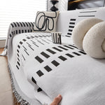 Reversible Chenille Couch Cover Blanket with Tassel Large Boho Futon Cover L Shaped Sectional Cover