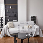 Reversible Chenille Couch Cover Blanket with Tassel Large Boho Futon Cover L Shaped Sectional Cover