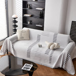 Reversible Chenille Couch Cover Blanket with Tassel Large Boho Futon Cover L Shaped Sectional Cover