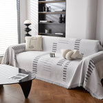 Reversible Chenille Couch Cover Blanket with Tassel Large Boho Futon Cover L Shaped Sectional Cover