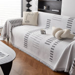 Reversible Chenille Couch Cover Blanket with Tassel Large Boho Futon Cover L Shaped Sectional Cover