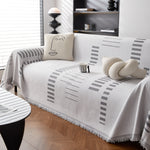 Reversible Chenille Couch Cover Blanket with Tassel Large Boho Futon Cover L Shaped Sectional Cover