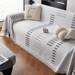 Reversible Chenille Couch Cover Blanket with Tassel Large Boho Futon Cover L Shaped Sectional Cover