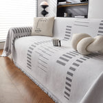 Reversible Chenille Couch Cover Blanket with Tassel Large Boho Futon Cover L Shaped Sectional Cover