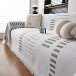 Reversible Chenille Couch Cover Blanket with Tassel Large Boho Futon Cover L Shaped Sectional Cover