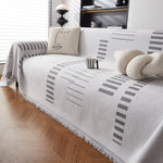 Reversible Chenille Couch Cover Blanket with Tassel Large Boho Futon Cover L Shaped Sectional Cover