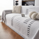 Reversible Chenille Couch Cover Blanket with Tassel Large Boho Futon Cover L Shaped Sectional Cover