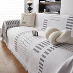 Reversible Chenille Couch Cover Blanket with Tassel Large Boho Futon Cover L Shaped Sectional Cover