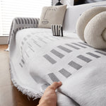 Reversible Chenille Couch Cover Blanket with Tassel Large Boho Futon Cover L Shaped Sectional Cover