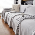 Reversible Chenille Couch Cover Blanket with Tassel Large Boho Futon Cover L Shaped Sectional Cover