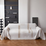 Reversible Chenille Couch Cover Blanket with Tassel Large Boho Futon Cover L Shaped Sectional Cover