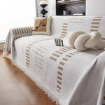 Reversible Chenille Couch Cover Blanket with Tassel Large Boho Futon Cover L Shaped Sectional Cover