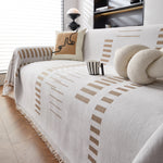 Reversible Chenille Couch Cover Blanket with Tassel Large Boho Futon Cover L Shaped Sectional Cover