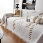 Reversible Chenille Couch Cover Blanket with Tassel Large Boho Futon Cover L Shaped Sectional Cover