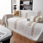 Reversible Chenille Couch Cover Blanket with Tassel Large Boho Futon Cover L Shaped Sectional Cover