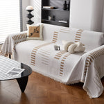 Reversible Chenille Couch Cover Blanket with Tassel Large Boho Futon Cover L Shaped Sectional Cover