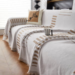 Reversible Chenille Couch Cover Blanket with Tassel Large Boho Futon Cover L Shaped Sectional Cover