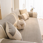 Dog Washable Sofa Protector Cover, Non-Slip Couch Slipcover with Soft Furry Trim