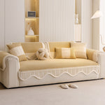 Dog Washable Sofa Protector Cover, Non-Slip Couch Slipcover with Soft Furry Trim