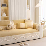 Dog Washable Sofa Protector Cover, Non-Slip Couch Slipcover with Soft Furry Trim