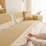 Dog Washable Sofa Protector Cover, Non-Slip Couch Slipcover with Soft Furry Trim