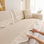 Dog Washable Sofa Protector Cover, Non-Slip Couch Slipcover with Soft Furry Trim