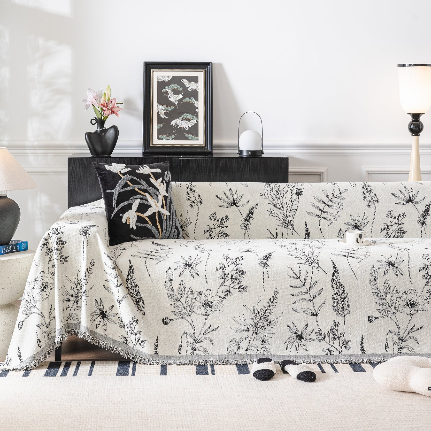 Chenille Giverny Couch Cover, Cozy Blankets for Sofa and Couch, Slip Covers for Couch Sectional