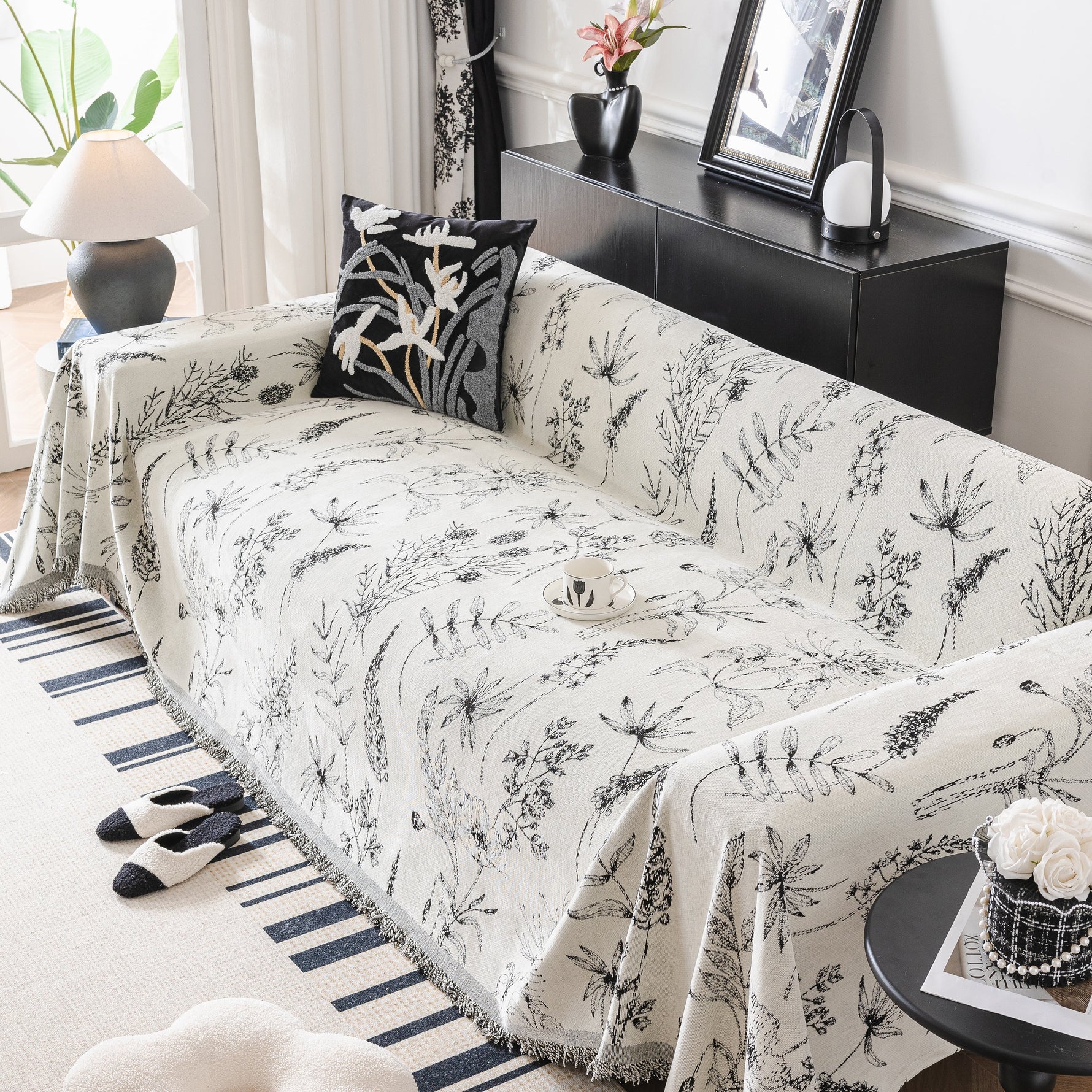 Chenille Giverny Couch Cover, Cozy Blankets for Sofa and Couch, Slip Covers for Couch Sectional