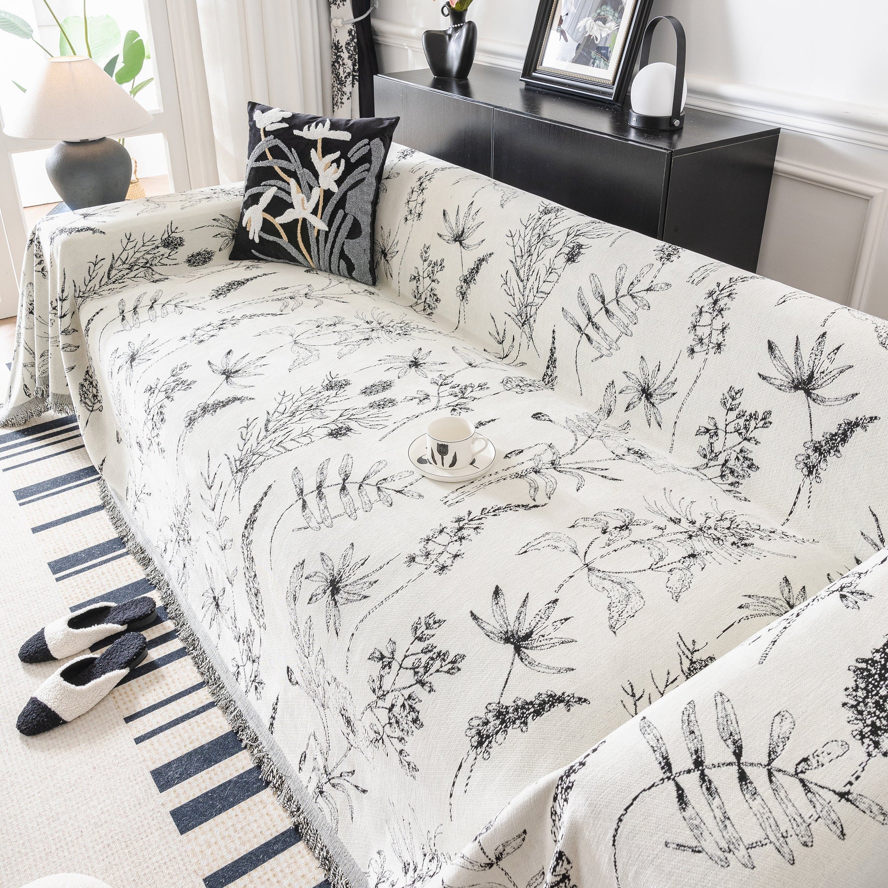 Chenille Giverny Couch Cover, Cozy Blankets for Sofa and Couch, Slip Covers for Couch Sectional