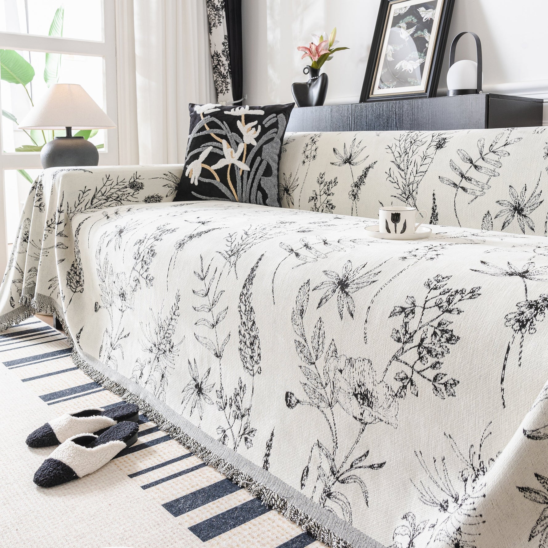 Chenille Giverny Couch Cover, Cozy Blankets for Sofa and Couch, Slip Covers for Couch Sectional