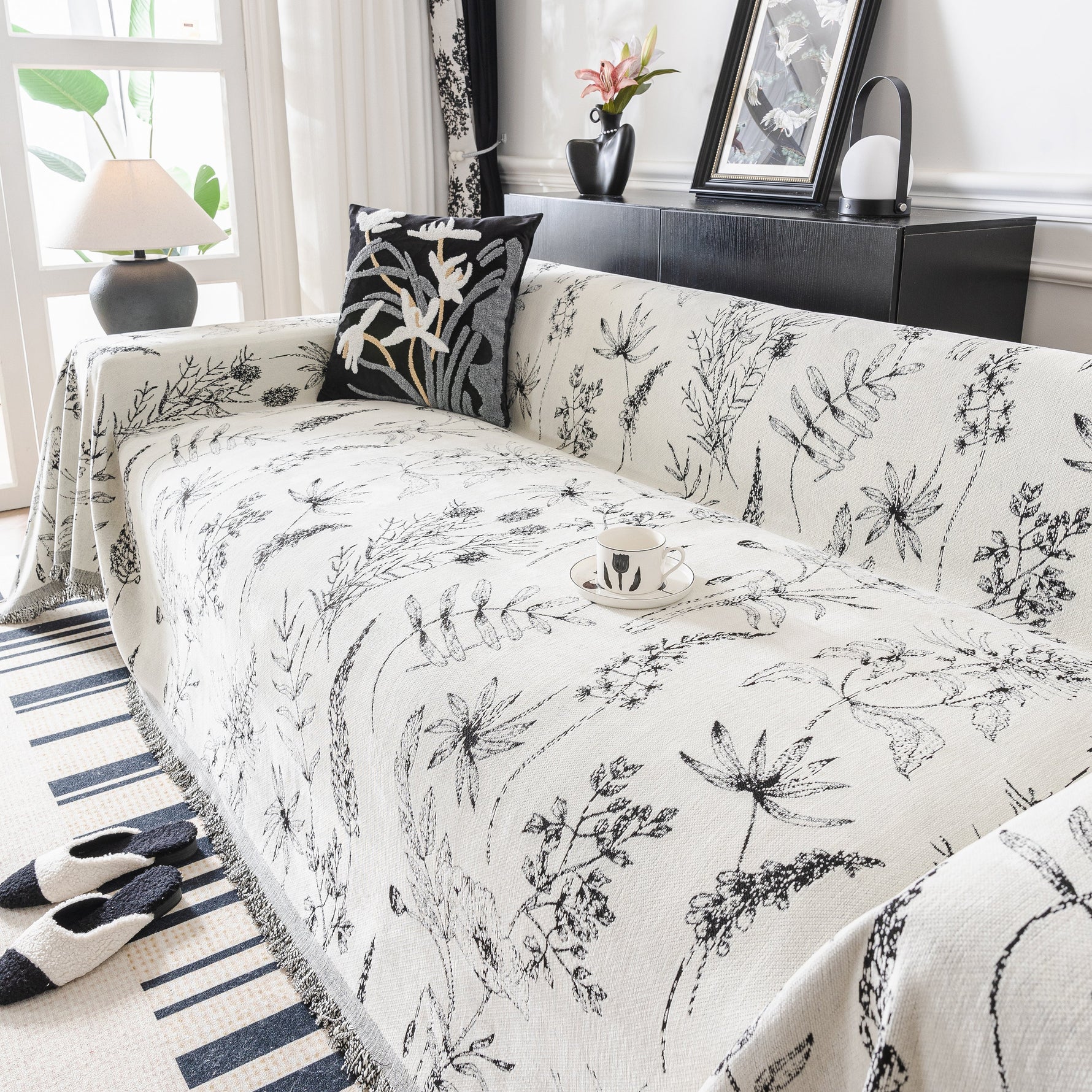 Chenille Giverny Couch Cover, Cozy Blankets for Sofa and Couch, Slip Covers for Couch Sectional