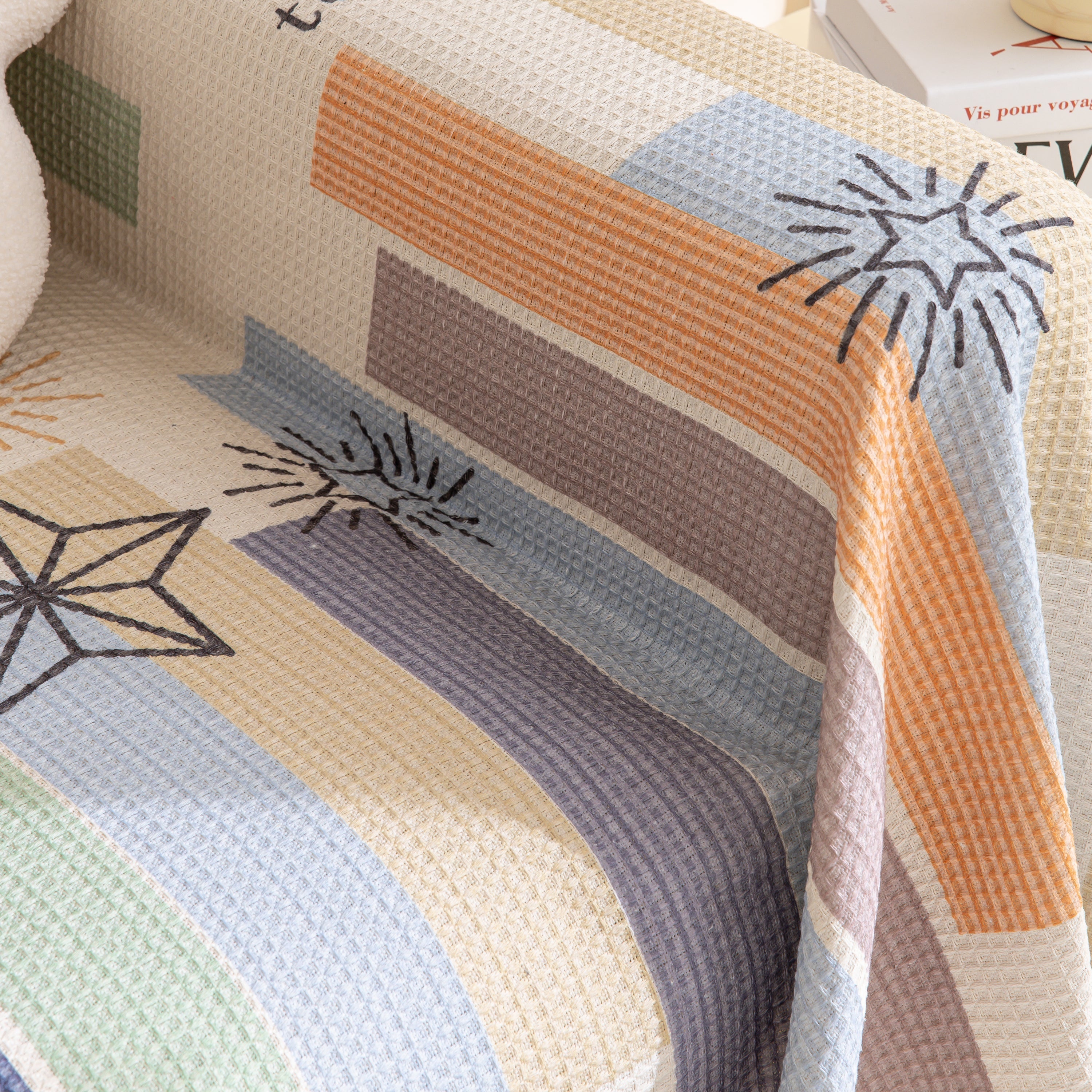 Chenille Sofa Cover Throw, Smile Couch Cover Blanket Throws for Couches, Soft Sofa Towel