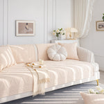 Geometric Textured Cotton Quilted Sofa Cover, Non-Slip Washable Couch Protector