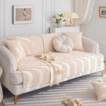 Geometric Textured Cotton Quilted Sofa Cover, Non-Slip Washable Couch Protector