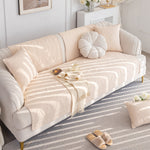 Geometric Textured Cotton Quilted Sofa Cover, Non-Slip Washable Couch Protector