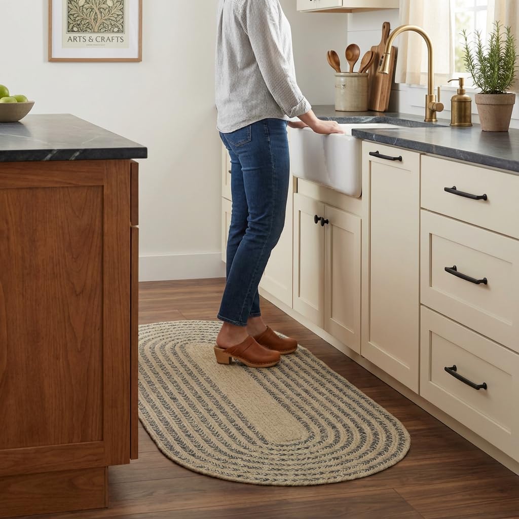 Raleigh Charcoal Cotton Braided Rug 2' X 4' #shape_Oval