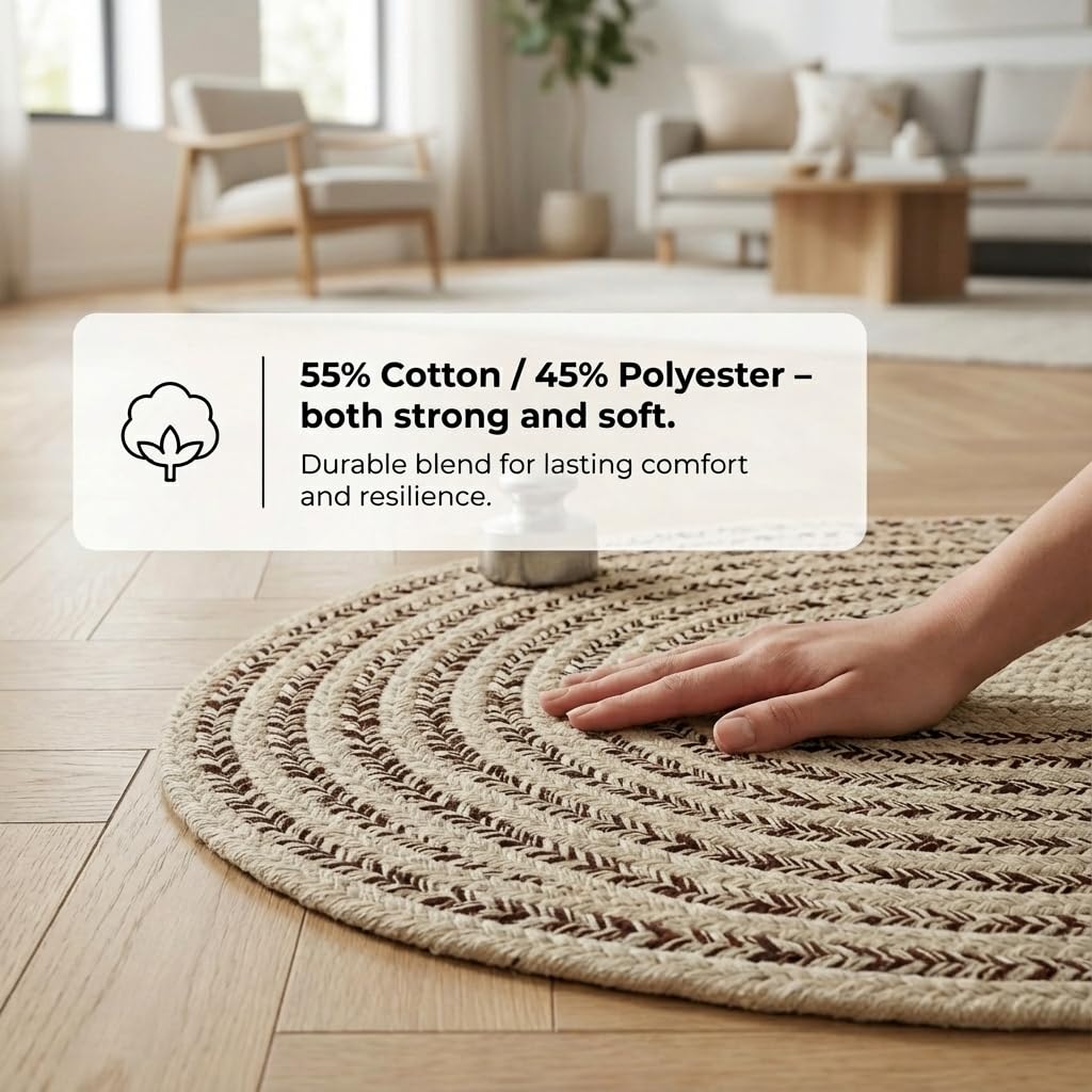 Raleigh Brown Cotton Braided Rug 20" X 30" #shape_Oval