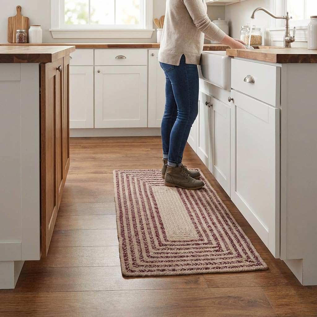 Raleigh Burgundy Cotton Braided Rug 2' X 4' #shape_Rectangle