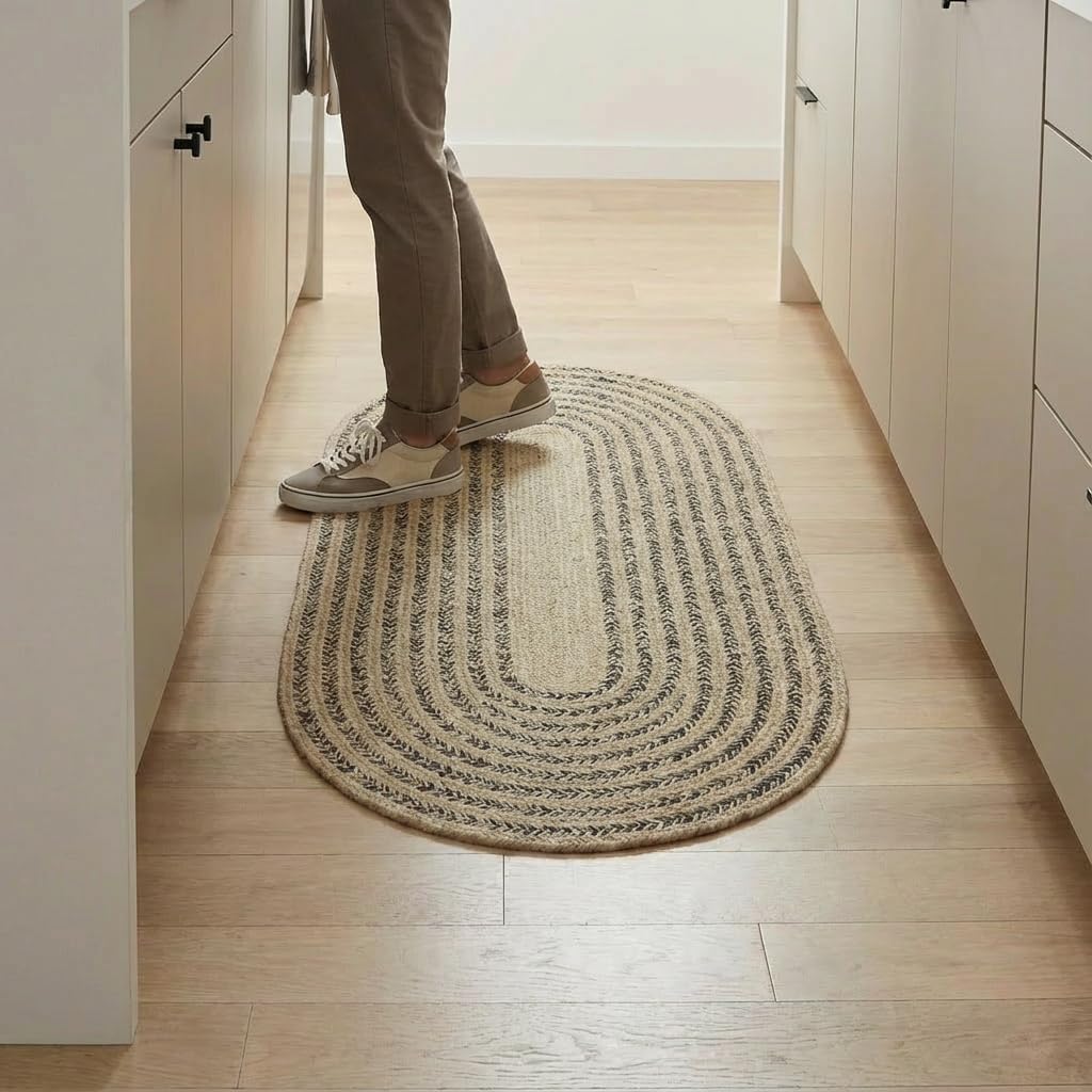Raleigh Black Cotton Braided Rug 2' X 4' #shape_Oval